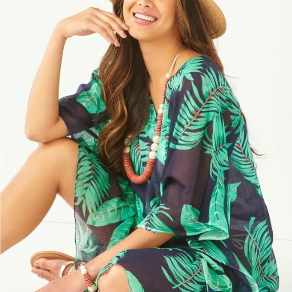 Charlie Page Tropical Pullover Cover up One Size NWT